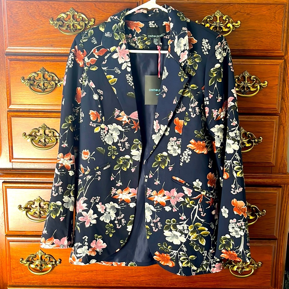 Cynthia Rowley Navy Blue/Floral Blazer